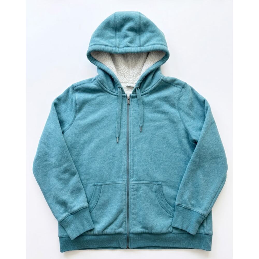 L.L. Bean Women’s XL Sherpa Fleece Lined Zip Up Hoodie Blue Full Zip Sweatshirt